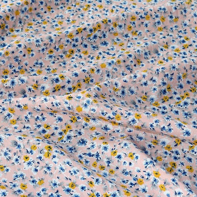 Chiffon Fabric By The Meter Floral Printed Micro Elastic Opaque Dress Skirt Flowers Summer Fabrics Breathable for Sewing Brocade: Crepe pink floret