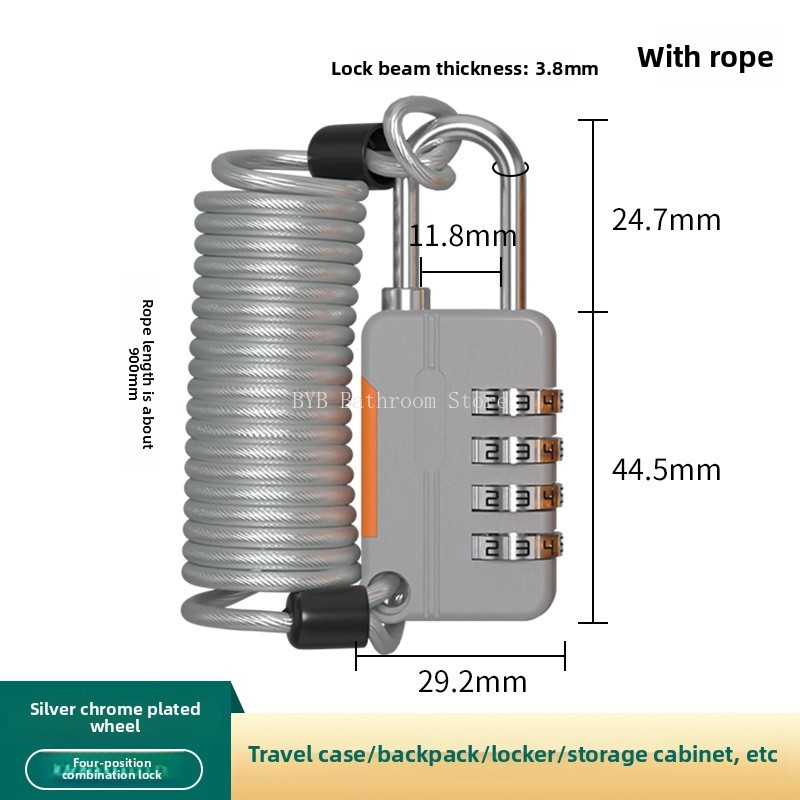 Concept Color 4 Digit Combination Lock Anti-theft Safely Code Lock Travel Luggage Suitcase Lockers Zinc Alloy Padlock: Nickel