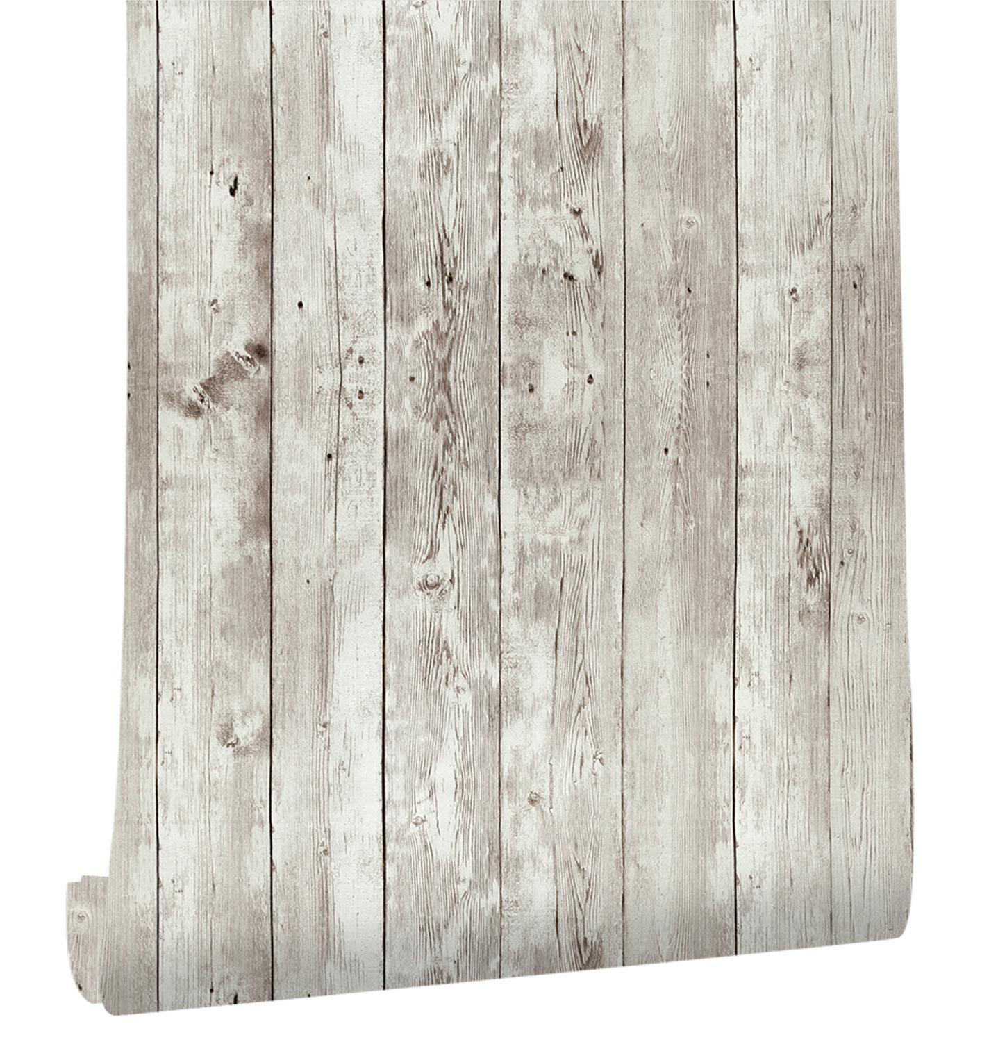 Luckyyj vinyl selvklæbende aftagelig vintage træ skræl og stick vandtæt tapet dørskab renovering dekor klistermærke: 45 x 100cm