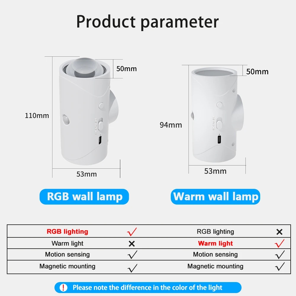 LED Induction Wall Light, RGB Gradient Ambient Night Light Dimmable Wall Lamp with Magnetic Base, Home, Hallway Bedroom Decor