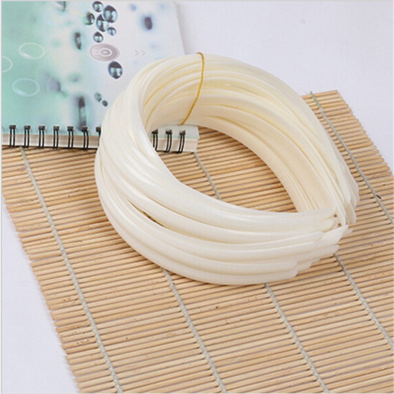 12 stuks Witte Vlakte Meisjes Hoofdband 10MM Breedte Trendy Plastic Haarband DIY Craft Voor Vrouwen Meisjes