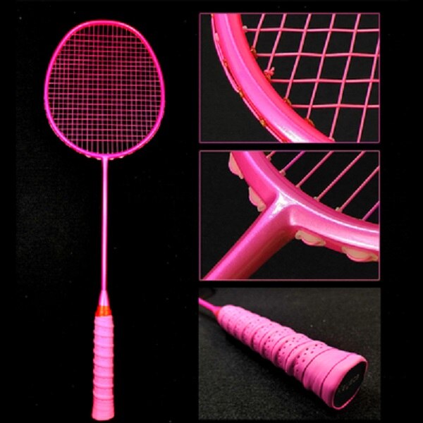 Lightest 100 Carbon Fiber Badminton Rackets String Max Tension Training Racquet With Bag Speed Sports Adult Training Racquet -40: Pink 22lb