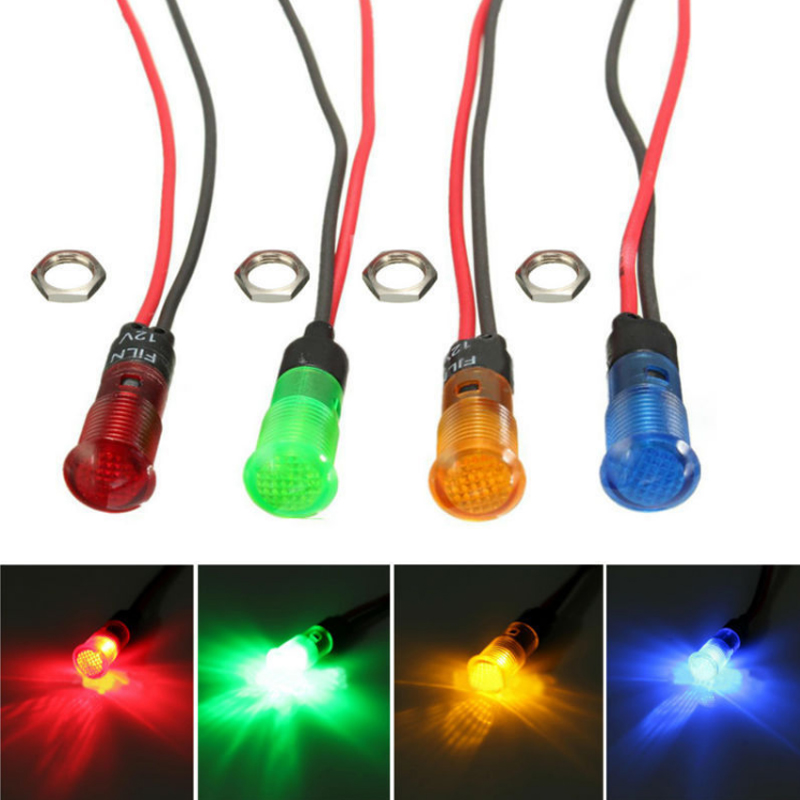 10pcs/set Car Boat LED Warning Dashboard Signal Lights Instrument Pilot Lamp 220V 10mm