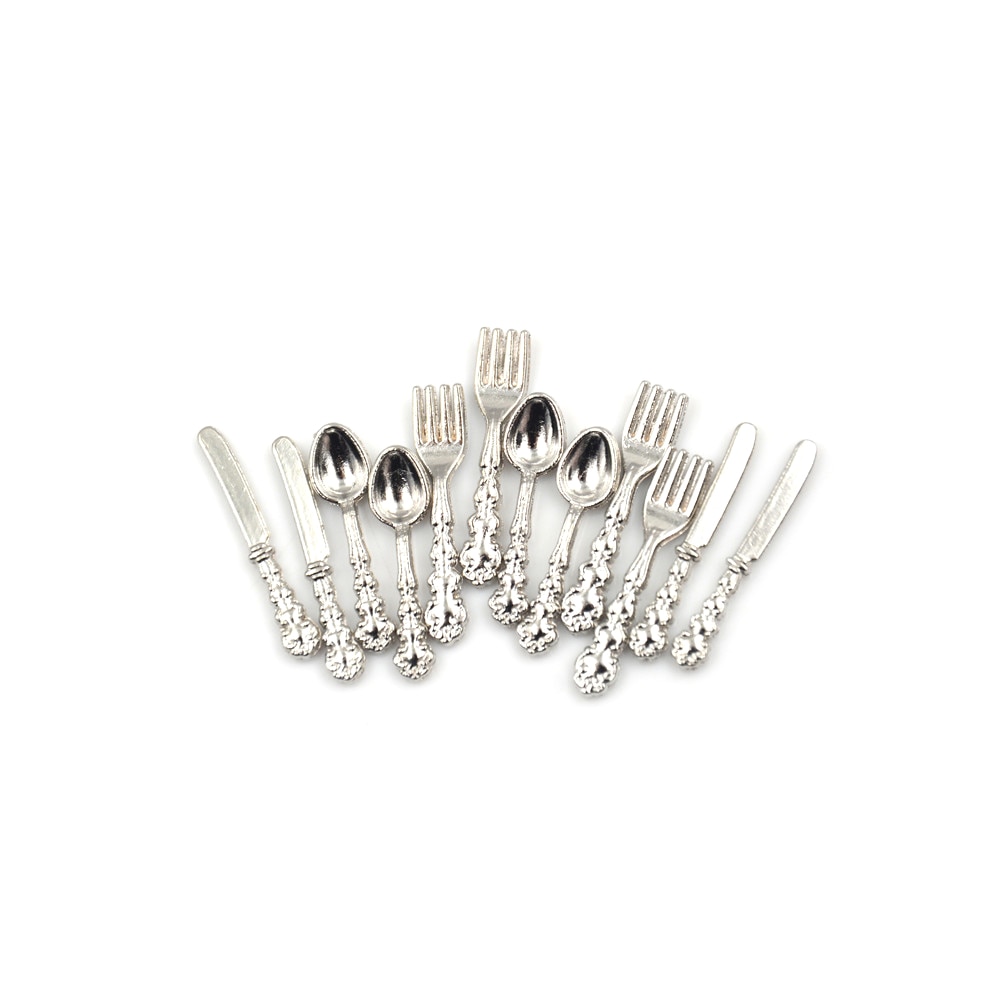 1:12 ini Jahrgang Puppenhaus Miniaturen Geschirr Besteck Gold Silber Messer Gabel Löffel freundlicher Spielzeug Puppe Haus Dekor