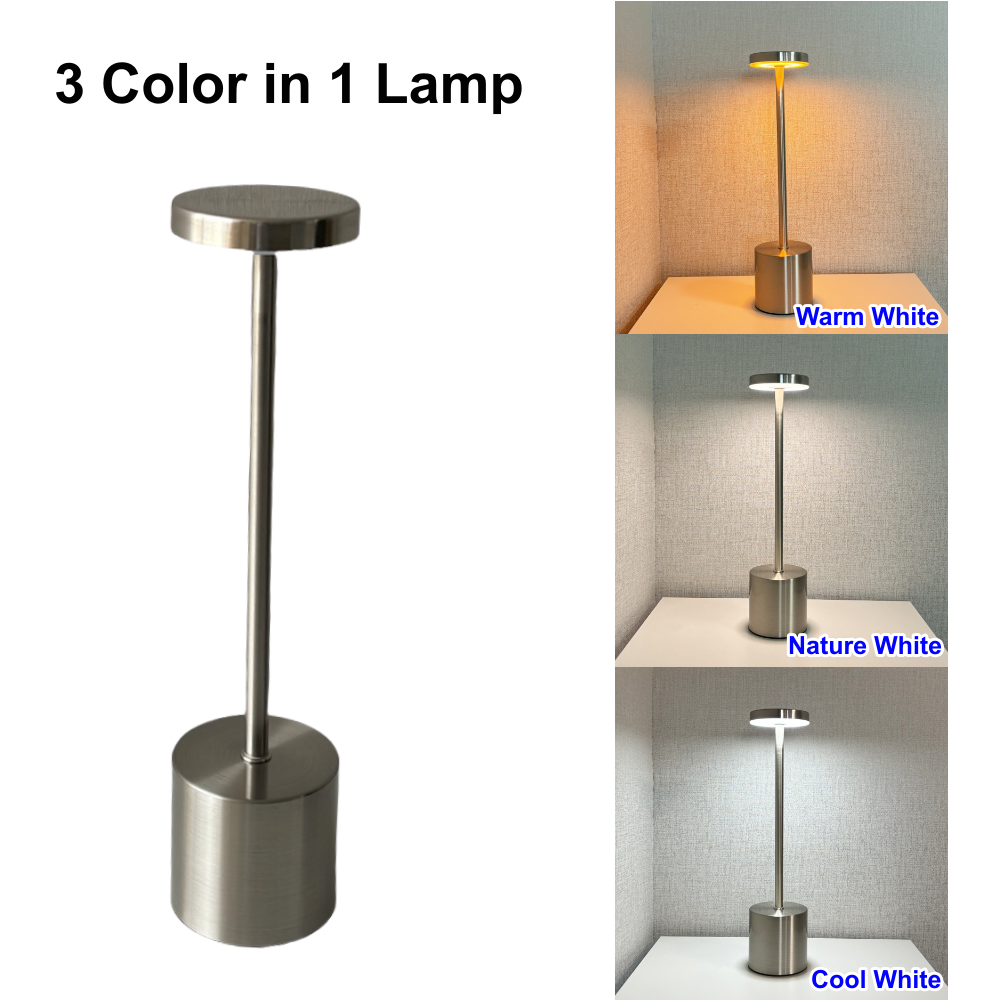 3-kleuren LED-tafellamp Aanraaksensor Oplaadbaar Desktop Nachtlampje Sfeerlamp voor boekwinkel Schilderkamer Studeerkamer