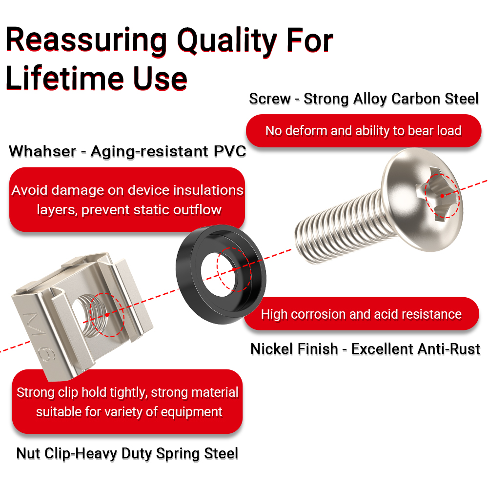 AMPCOM M6 x 16mm Rack Mount Cage Nuts, Screws and ... – Grandado