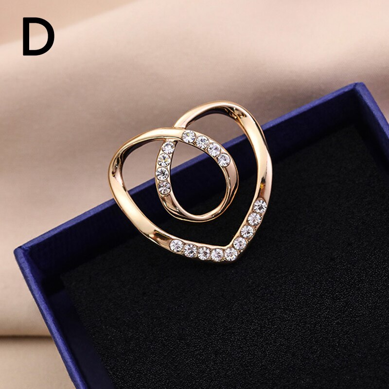 Hart Sjaal Broches Kristal Zijden Sjaal Gesp Broche Vrouwen Sjaal Ring Clip Sjaals Fastener Zoom Geknoopt Knop Accessoires: D-Size S