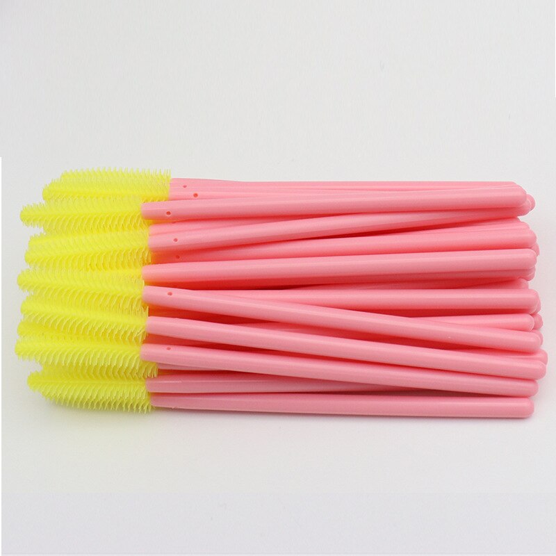 50 pcs Disposable Silicone Eyelash Brush Mascara Wands Eye Lashes Comb Extension Tool Beauty women Makeup Tool: AA108-02