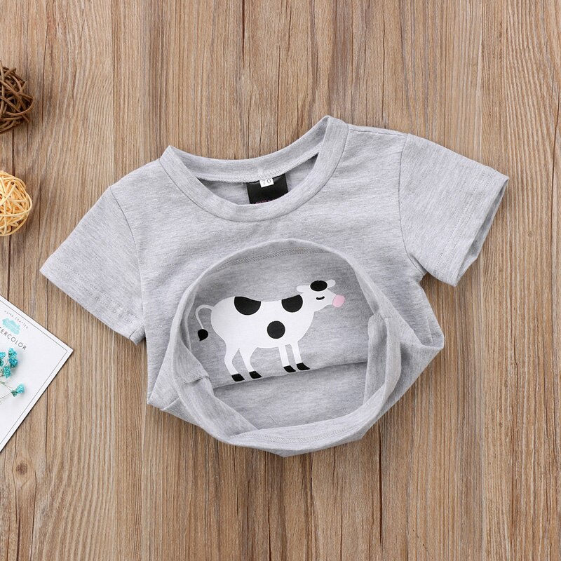 Neue Lässige Newborn Kinder Jungen Mädchen T-Shirt Drucken Tier Baumwolle Kurzarm T-shirt Beiläufige Kleidung