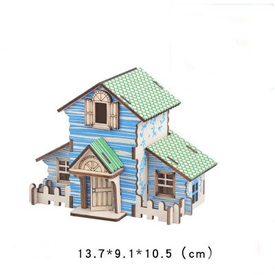 Christmas goods 3D wooden puzzle toy building house DIY manual assembly kit children's educational toys: B