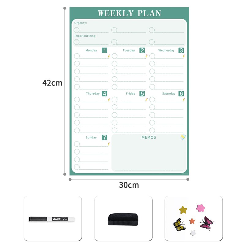 42x30cm Magnetic Time Schedule Organizer Erasable Daily Weekly Monthly Planner Writing Drawing Bulletin Message Erase Boards