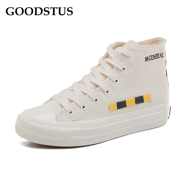 Goodstus menn lerretssko høy topp solid enkel stil pustende komfortabel flott mannlig street walking casual