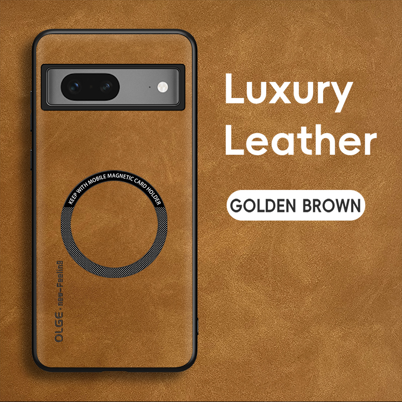 Capa macia de couro retrô magnética para google pixel 7 pro, tampa do telefone de carregamento sem fio, pixel 7 pro, google 7a: TELA DE PINTURA / Verde exército