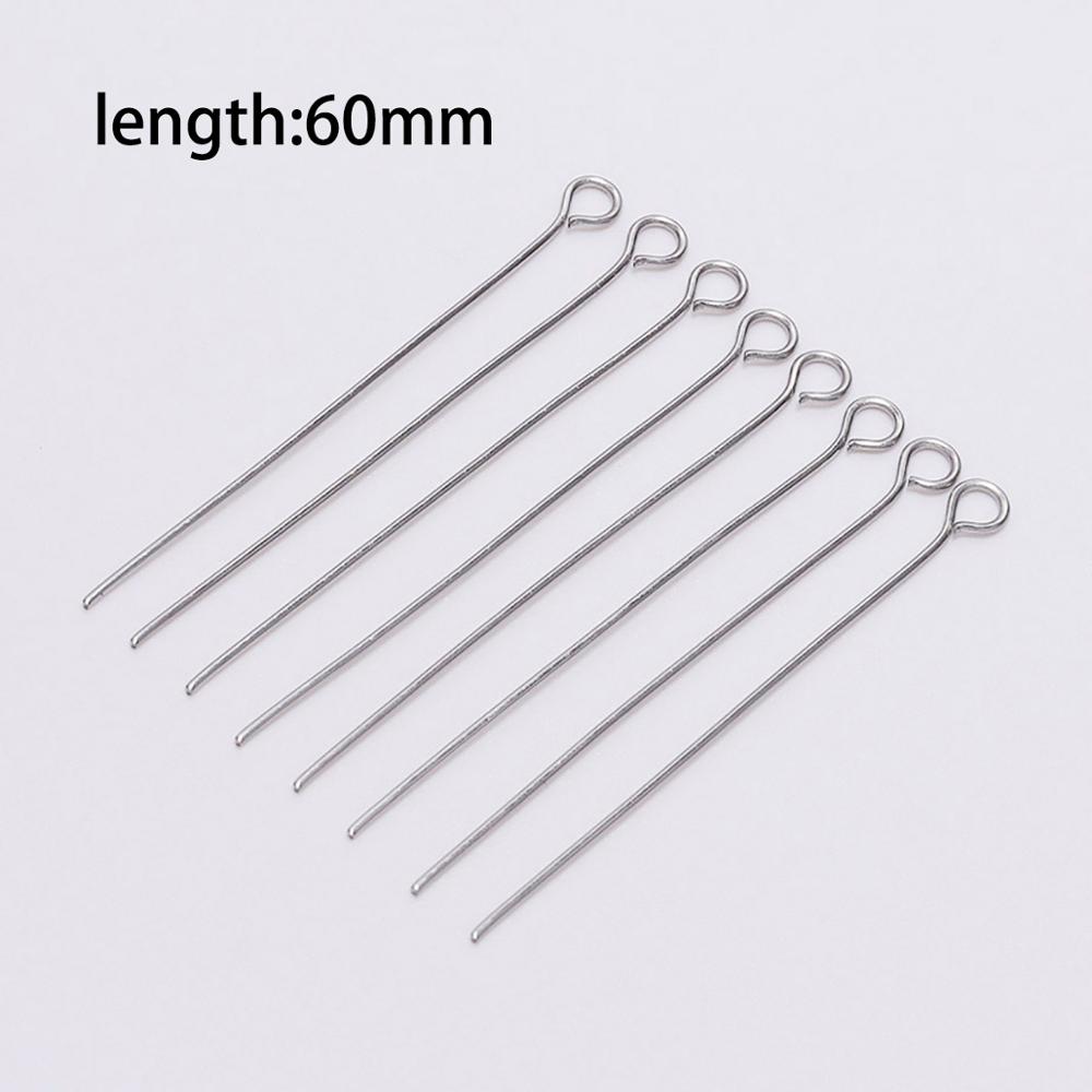 100 stücke edelstahl Auge Kopf Pins Metall Eye Pins Für Schmuck, Die Entdeckungen Diy Ohrringe Anhänger Schmuck Pins Liefert: 60mm