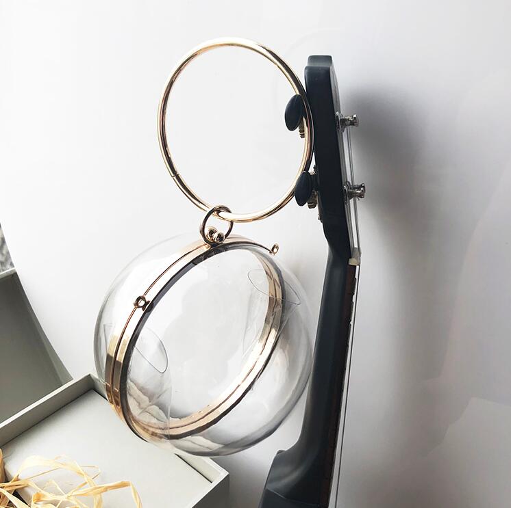 Acrylic Ball Shape Clutch Evening Bag Transprent Round Shoulder Bag Chain Mini Crossbody Messenger Bag Purse: Default Title