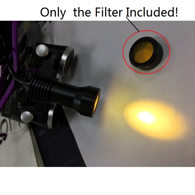 Filter gul farge for led hodelykt dental lupe hodelampe kirurgisk lupe lab belysning optisk tilbehør