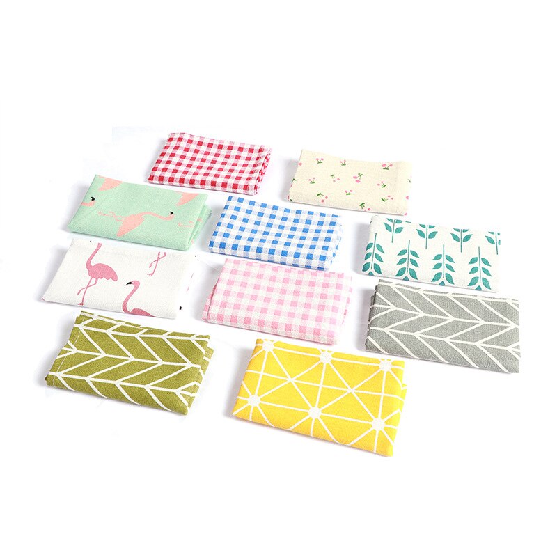 Plaid Cotton Placemat Fabric Table Mats Napkins Simple Japanese Style Tableware Kitchen Tool