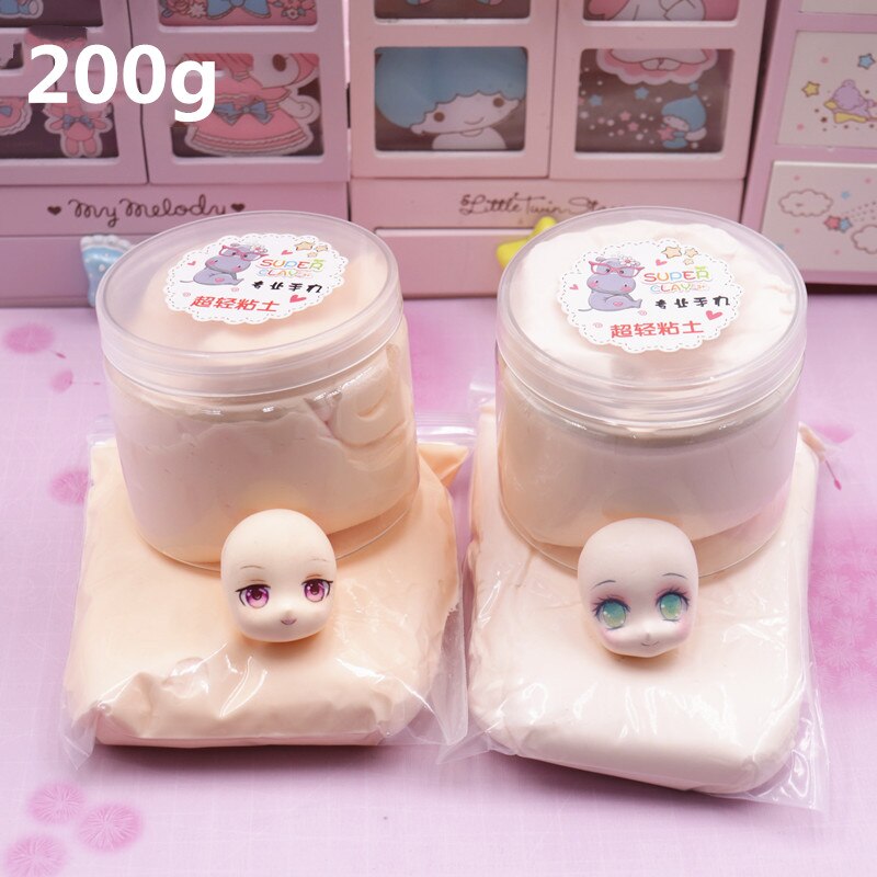 2 Packs of 200g Ultra-light Clay Soft DIY Doll Mud Dry Polymer Doll Skin Plasticine Safety Clay Pottery Clay