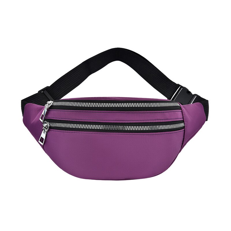 Sacos de cintura para mulheres moda fanny pacote poliéster banana saco à prova dwaterproof água hip bum saco para compras andando viajar esportes: Purple