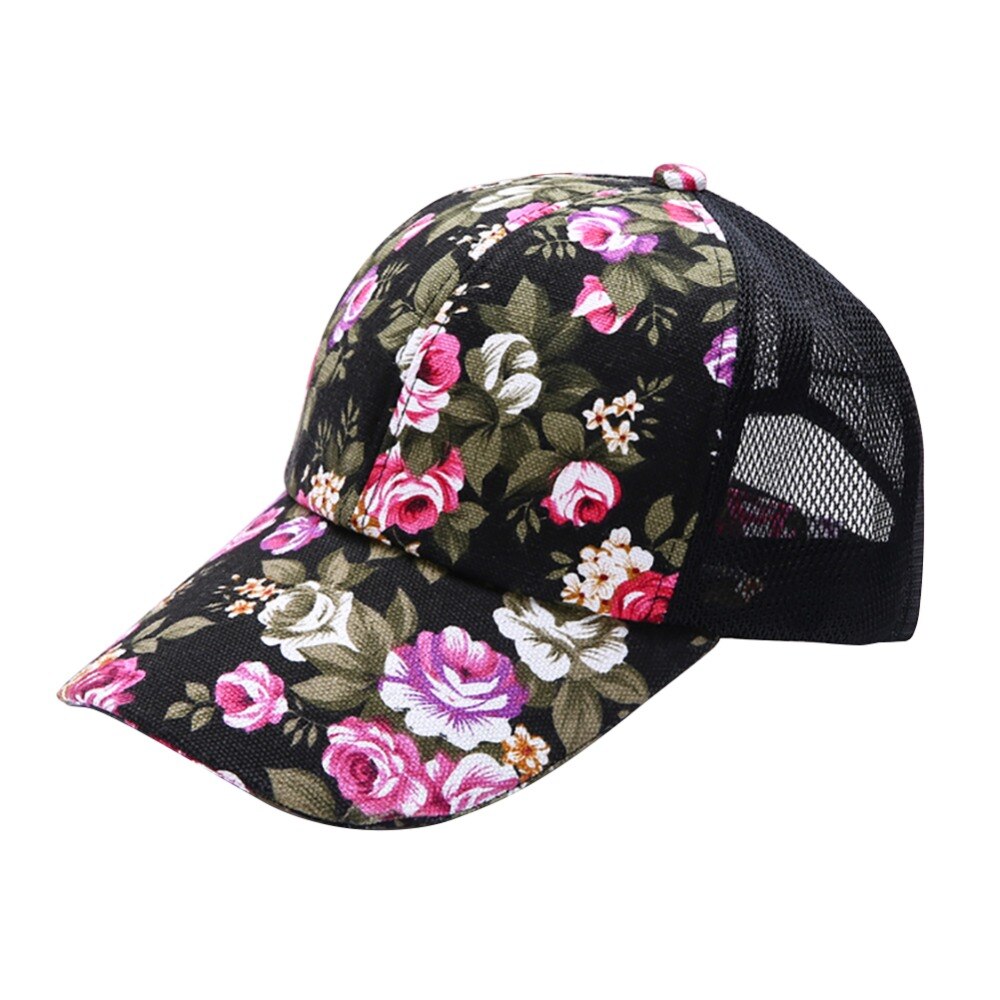 Mujer Floral sombrero gorra de béisbol de malla gorra de primavera y de ocio de verano visera de sol sombreros de sol Snapback gorras