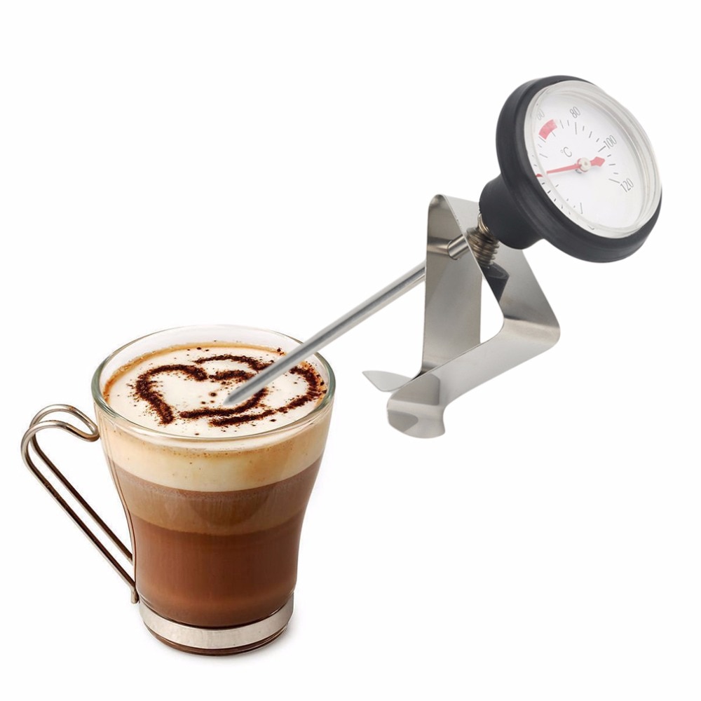 Kaffe termometer klip rustfrit stål espresso mælkeskummende mælkeskummende slik væske probe køkkenbageværktøj