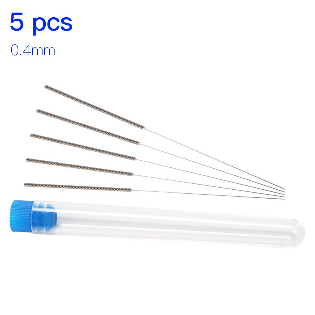 5pcs Nozzle Cleaner Kit 3D Printer Head Cleaning Needle Stainless Steel Extruder Head Cleaning Tool 0.2 0.3 0.4 0.5 0.6 0.8 1 mm: silver 0.4mm