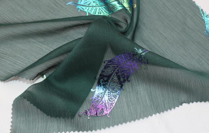 Dancing Dress Cosplay Chiffon Fabric Crepe Thin Magic Feather Fabric Cosplay Sewing Bronzing Wedding Costume DIY: 119 dark green