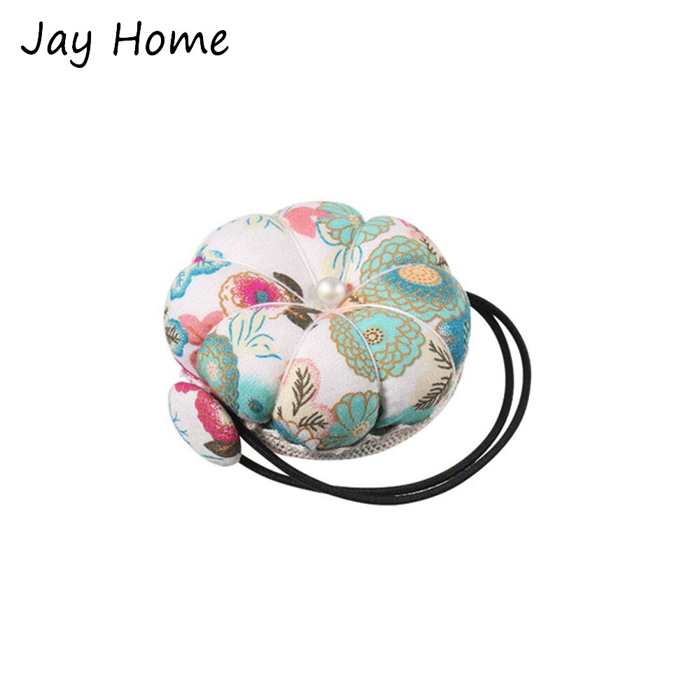 1PC Sewing Pin Cushion Wearable Wrist Pincushions Cute Floral Wooden Base Needle Pin Cushions Holder for Needlework Craft: Lavender