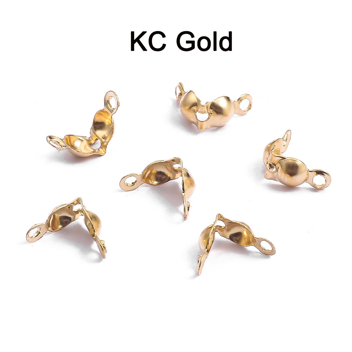 100pcs/lot Connector Clasp Fitting 4*7mm Ball Chain Calotte End Crimps Beads Connector Components For DIY Jewelry Making Supplie: KC Gold