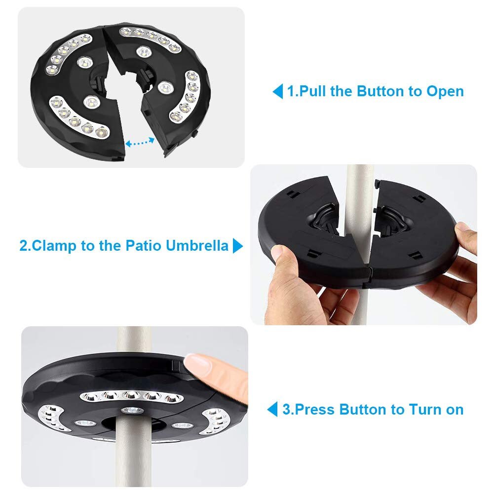 HONWELL LED Parasol Lampen, Batterij Operated Outdoor Parasol Lamp met RF Afstandsbediening, Kleur Veranderende Dimmen Outdoor Licht voor Patio Paraplu's Camping Tenten Tuin