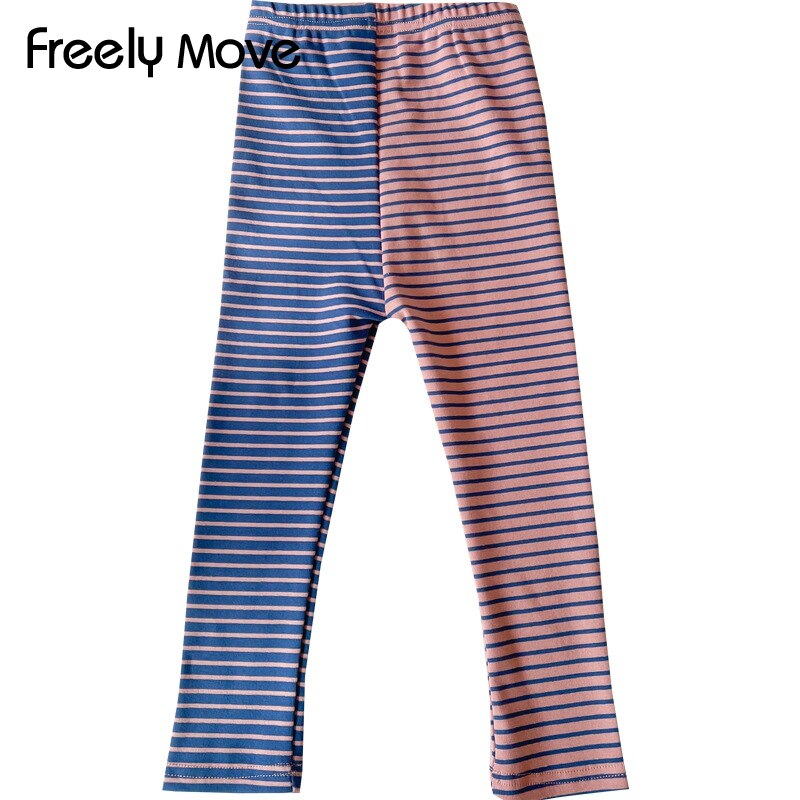 Sposta liberamente le ragazze Leggings invernali pantaloni a righe Patchwork pantaloni in cotone per bambini collant esterni pantaloni coreani elastici in vita per bambini