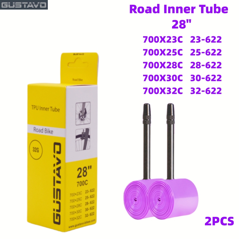 GUSTAVO TPU Bike Inner Tube 700C 700x23 25 28 32C Road Bicycle Tire Tubes 45 65 85mm Length FV Super Light: SKY BLUE / 40mm