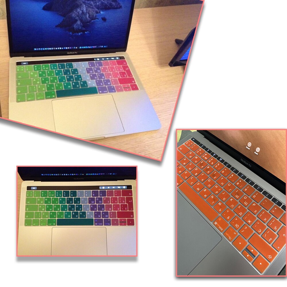 Rosyjska obudowa klawiatury laptopa dla Macbook pro 13 15 touchbar klawiatura ochronna kolorowa obudowa klawiatury A2159 A1707 A1989A1990