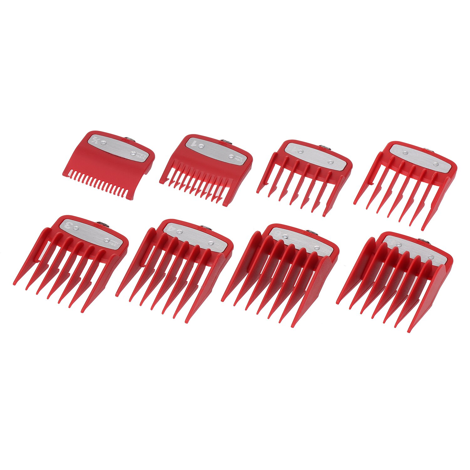 8 maten Gids Kam Set Tondeuse Snijden Kammen Gids Attachment Limiet Kammen Kapper Vervanging Haar Styling Tool Salon: Rood