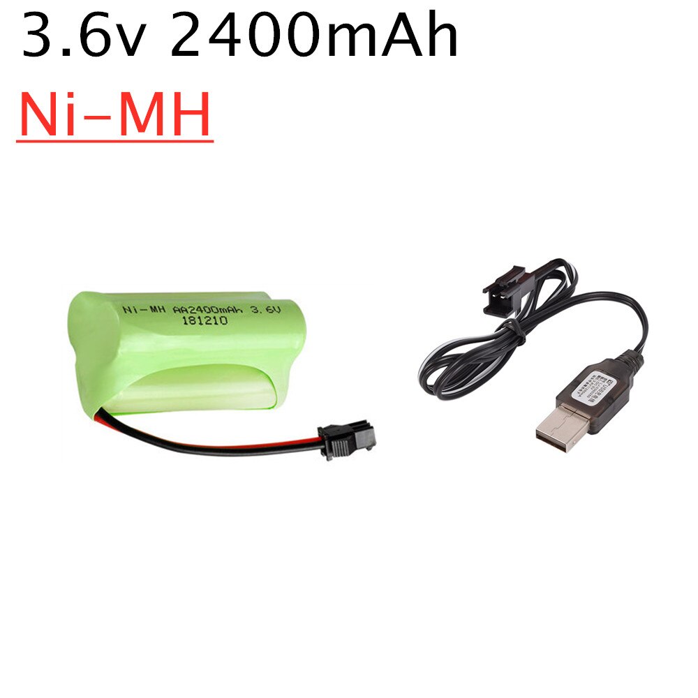 2400mAh 3,6 v Akku + USB Ladegerät Set Für Rc spielzeug Auto Tank Zug Robot Boot Gun Ni-Mh AA 3,6 v Akku: Gold
