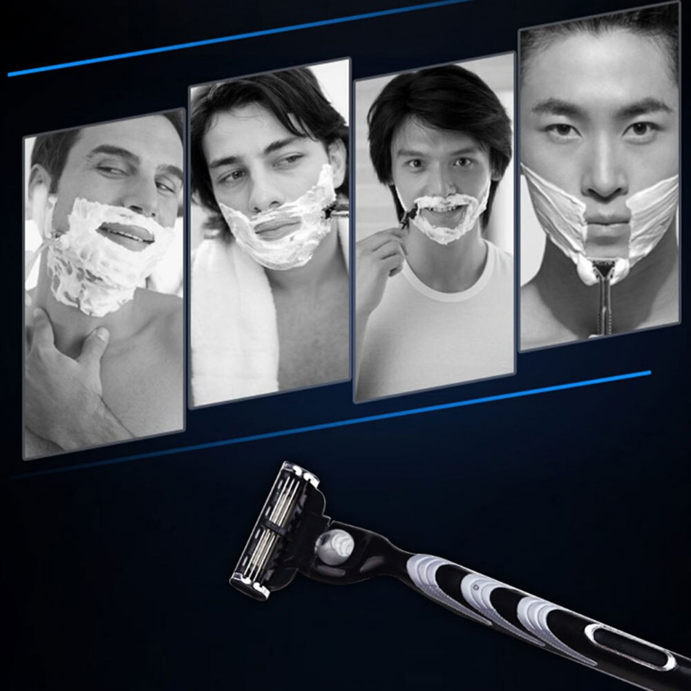 Dighealth zwart 5 stuks/set 1 machine  + 4 mesjes handmatige scheermesjes voor mannen met vervangbare mesjes