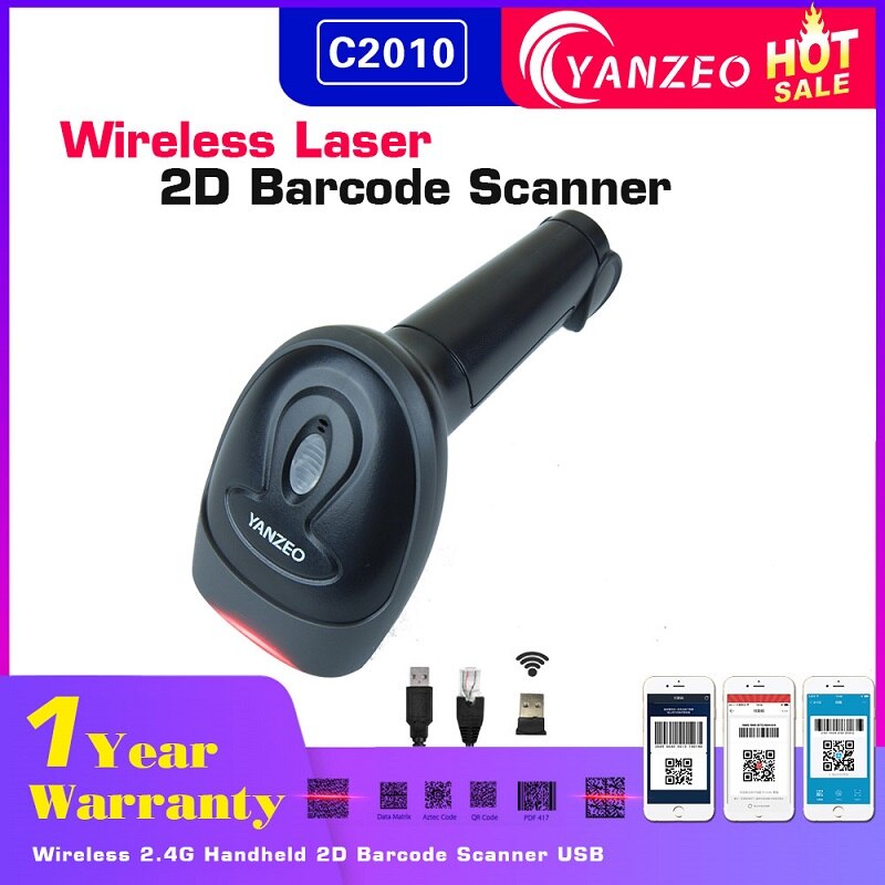 Yanzeo c2000 1d/2d handheld 2.4g scanner de código de barras usb wired qr leitor de código de barras pdf417 ios android: C2010 Wireless 2D