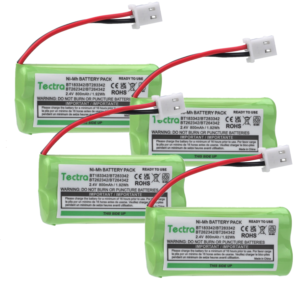 BT183342 BT283342 Draadloze Telefoon Batterij Voor At & T Vtech BT166342 BT266342 BT162342 BT262342 CS6709 CS6609 CS6509: Rood