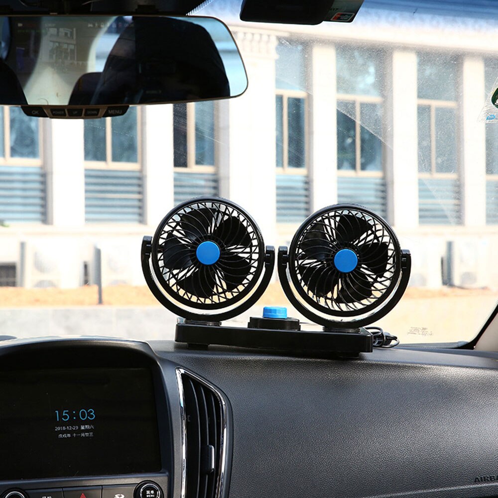 Geluidsarme Ventilator Dual Head Usb Auto Elektrische Auto Koelventilator 360 Graden Rotatie Verstelbare Dubbele Hoofden