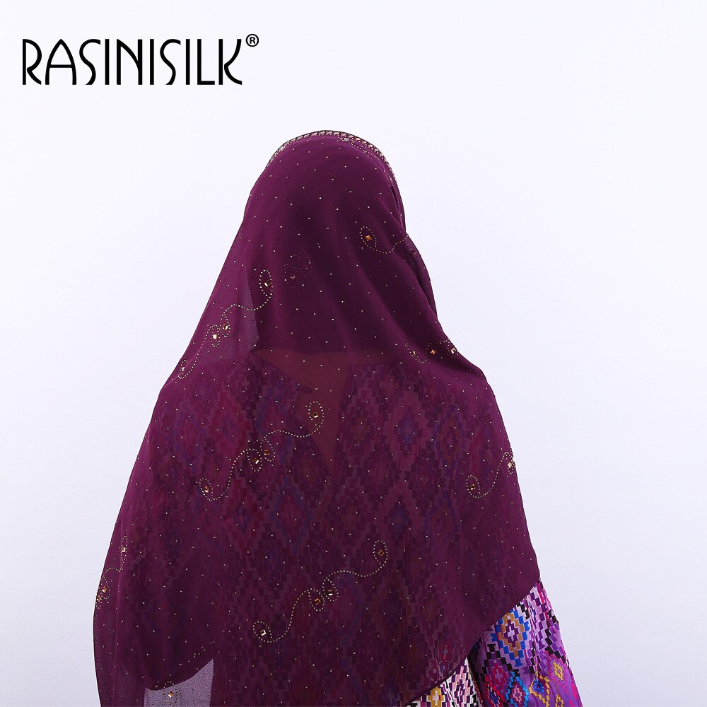 en promo | Promo! Foulard musulman en mousseline de soie pour femmes | Écharpe supérieure avec des strass et des diamants scintillants, écharpe longue et châle, foulard de style islamique malaisien