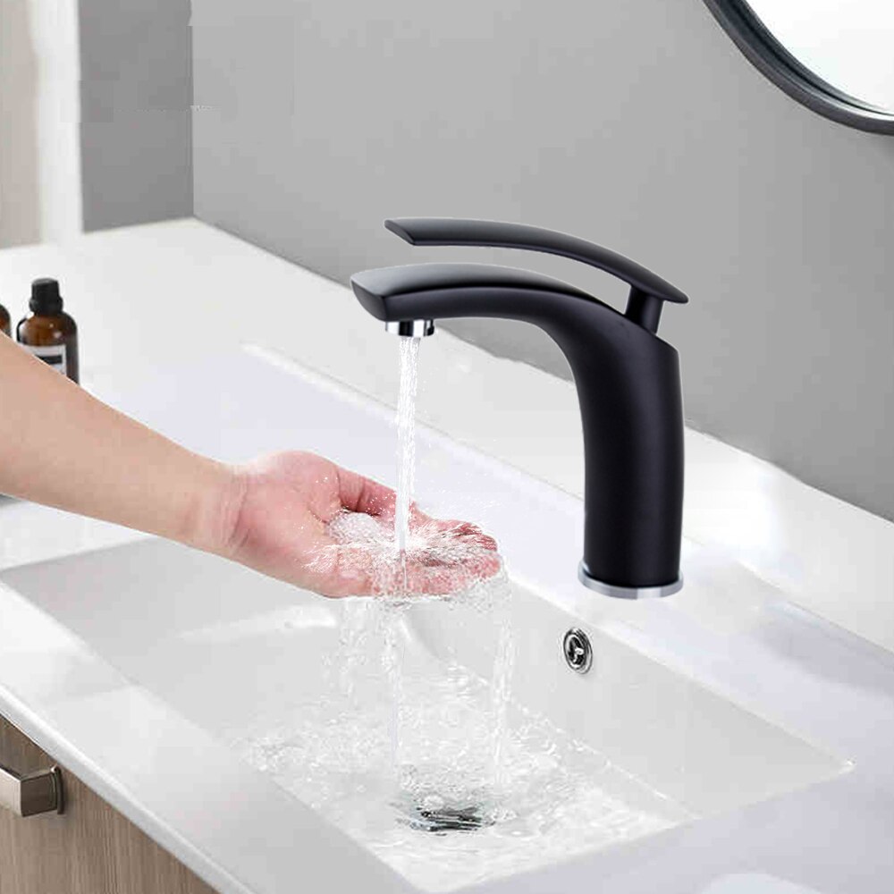 Saeuwtowy Productie Warm En Koud Wastafel Kraan Creatieve Schakelaar Outlet Badkamer Wastafel Kraan Wastafel Kraan Gouden Kleur En Wit: Black