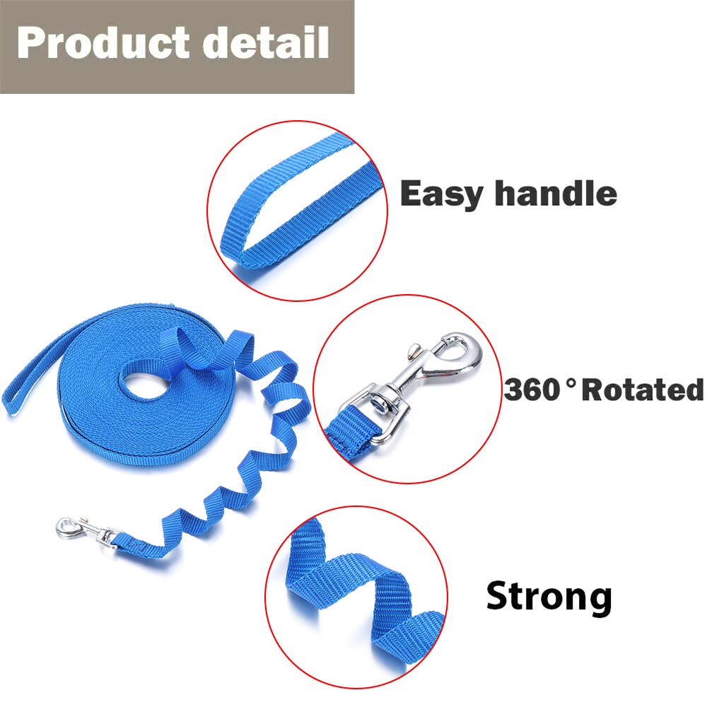 Cuerda de tracción extralarga Flexible para entrenamiento de perros, Correa fuerte de nailon con línea de recuperación grande, 3 colores, 10 metros, novedad