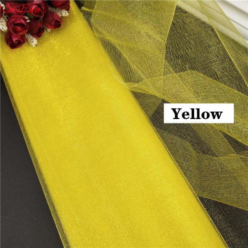 Top! 48CM x 5M Tulle rouleau cristal tissu Organza Tulle rouleau bobine de mariage décoration fête d'anniversaire enfants bébé douche 5ZSH015: yellow