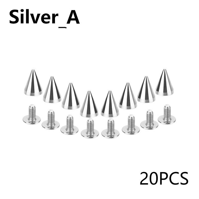 20/50/100 Sets Hardware Accessories Leathercraft DIY Bag Studs Spike Rivets Metal Decorative 7X10MM: silver-A