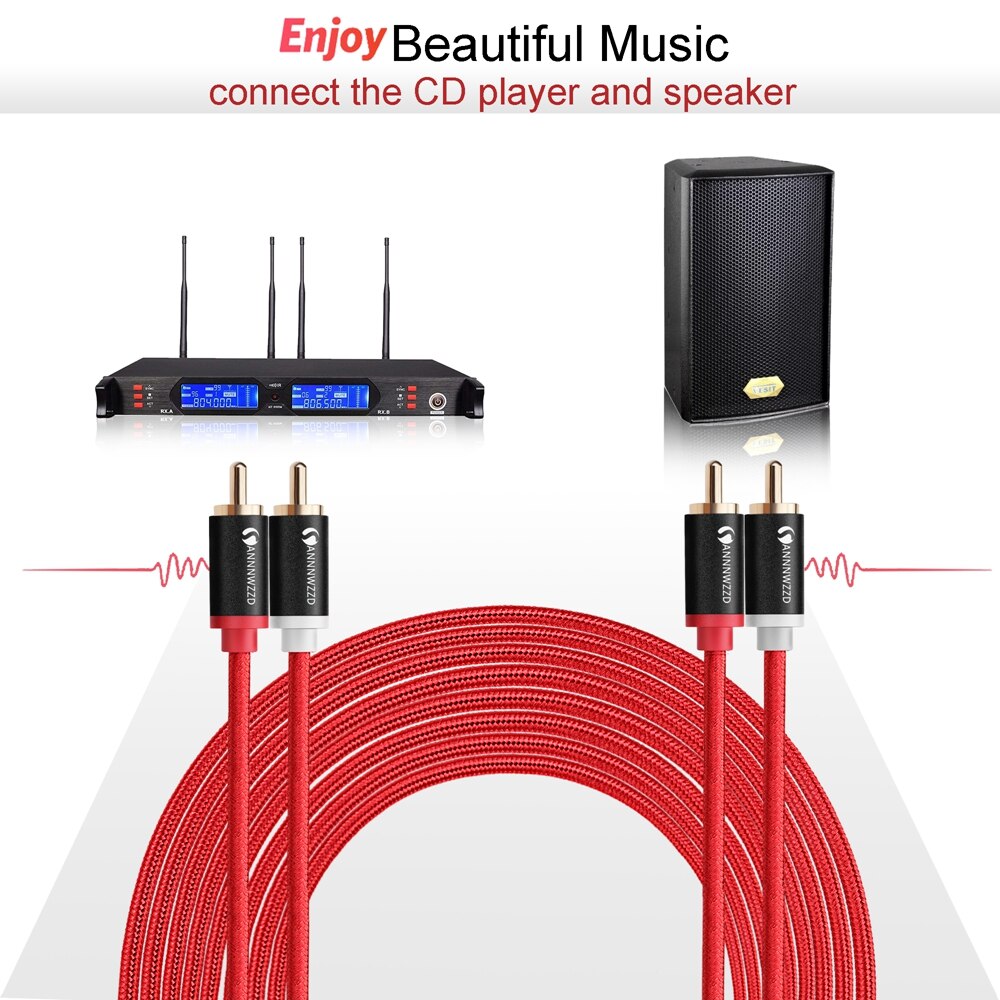 RCA Kabel 2RCA om 2 RCA Male naar Male Audio Kabel Vergulde RCA Audio Kabel 1m 2m voor Home Theater DVD TV Versterker CD Soundbox