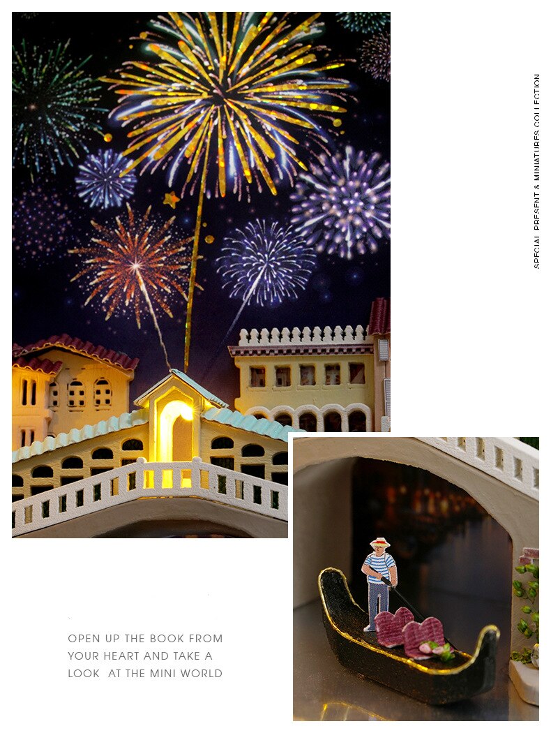 3D Mini Landschap Miniatuur Huis Water Stad Dagboek Air Ballon Handgemaakte Diy Speelgoed Voor Kinderen Meisjes Kerstcadeau Art thuis