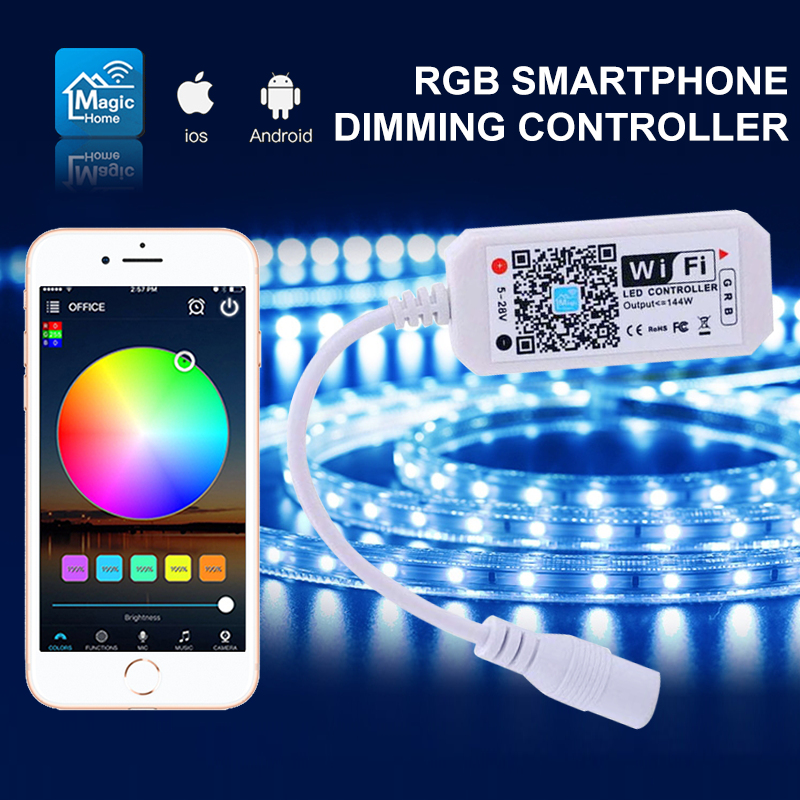 Smart Wifi Controller Rgb Thuis Bluetooth Wifi Led Strip Controller Smartphone App Controle Remote Alexa Google Voice Control