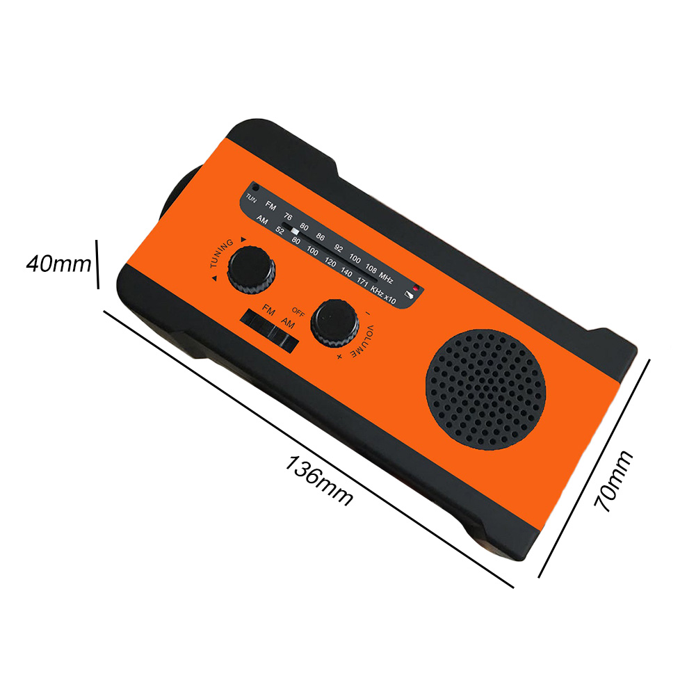 Multifunctional Hand radio Solar Crank Dynamo Powered AM/FM/NOAA Weather Radio Use Emergency LED Flashlight and Power Bank: D 04