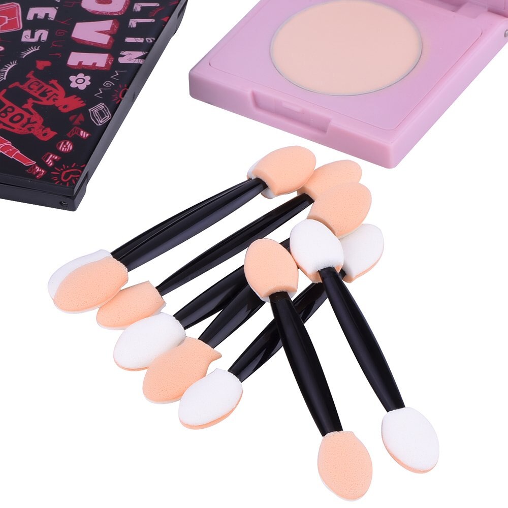100 stk engangs øjenskygge børste dobbeltsidet svamp nylon sæt &amp; kits øjenskygge børster makeup kosmetisk applikator