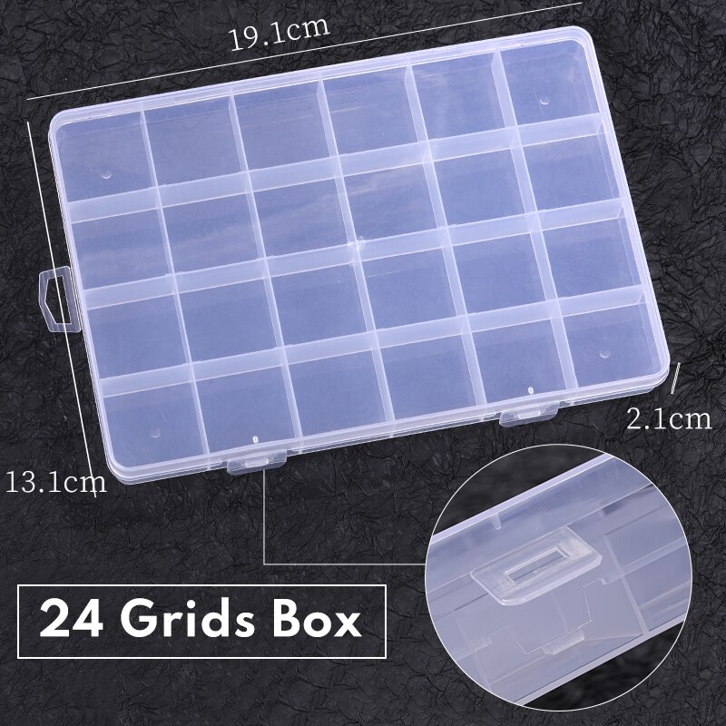 8/10/24/36 Compartment Organizer Box With Adjustable Dividers Plastic Storage Container For Jewelry Craft Diy Bead Sewing: 24Grids